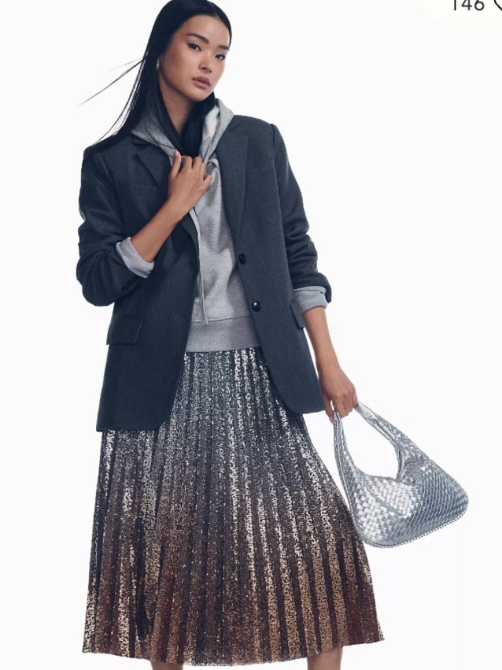 Paige Sarto Oversized Menswear-Inspired Blazer Grey Women's Size 12